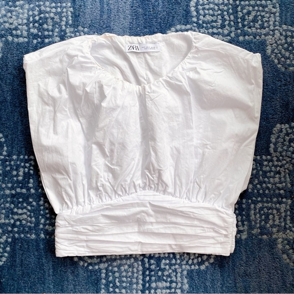 🐚 ZARA WHITE RUCHED CROP TOP! - Picture 7 of 16